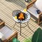 Black 23.5" Outdoor Round Fire Pit with Mesh Lid and Fire Poker